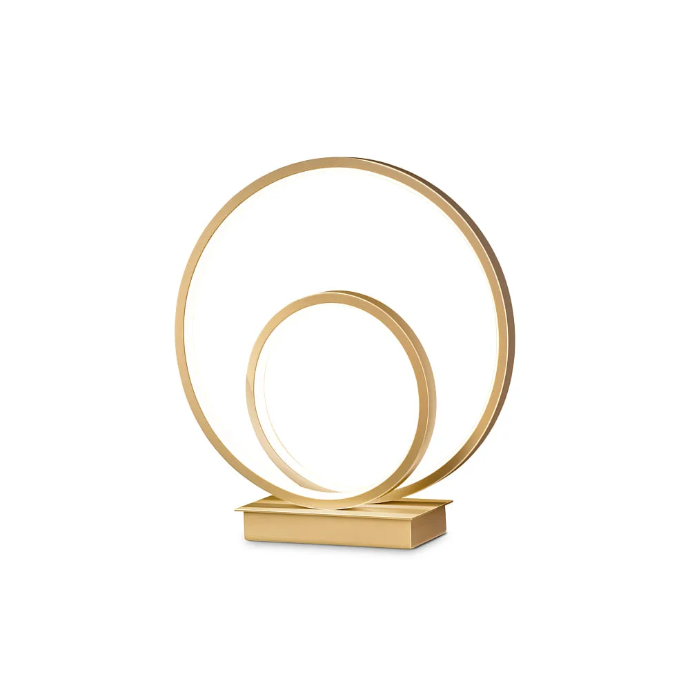 Ideal Lux Lampada da tavolo rotonda OZ TL ON-OFF, con interruttore IP20, 4000 K, ottone spazzolato