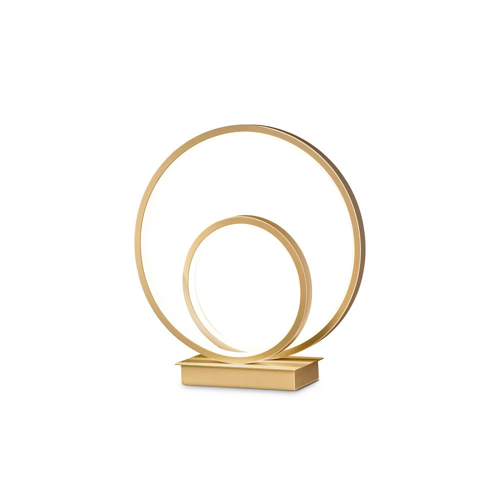 Ideal Lux Lampada da tavolo rotonda OZ TL ON-OFF, con interruttore IP20, 3000 K, ottone spazzolato