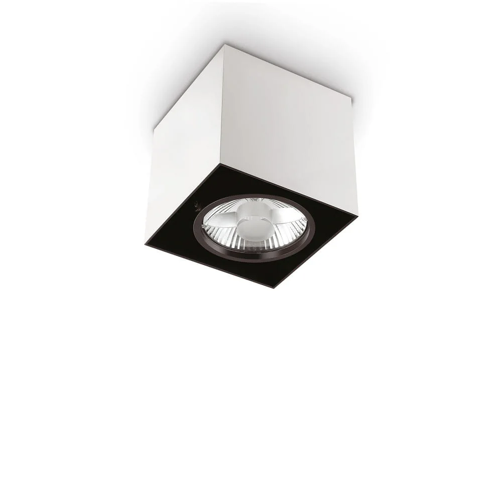 Ideal Lux Downlight MOOD SQUARE QPAR111, 15x15cm, incl. GU10 50W 2700K, orientable, blanc/noir à l'intérieur