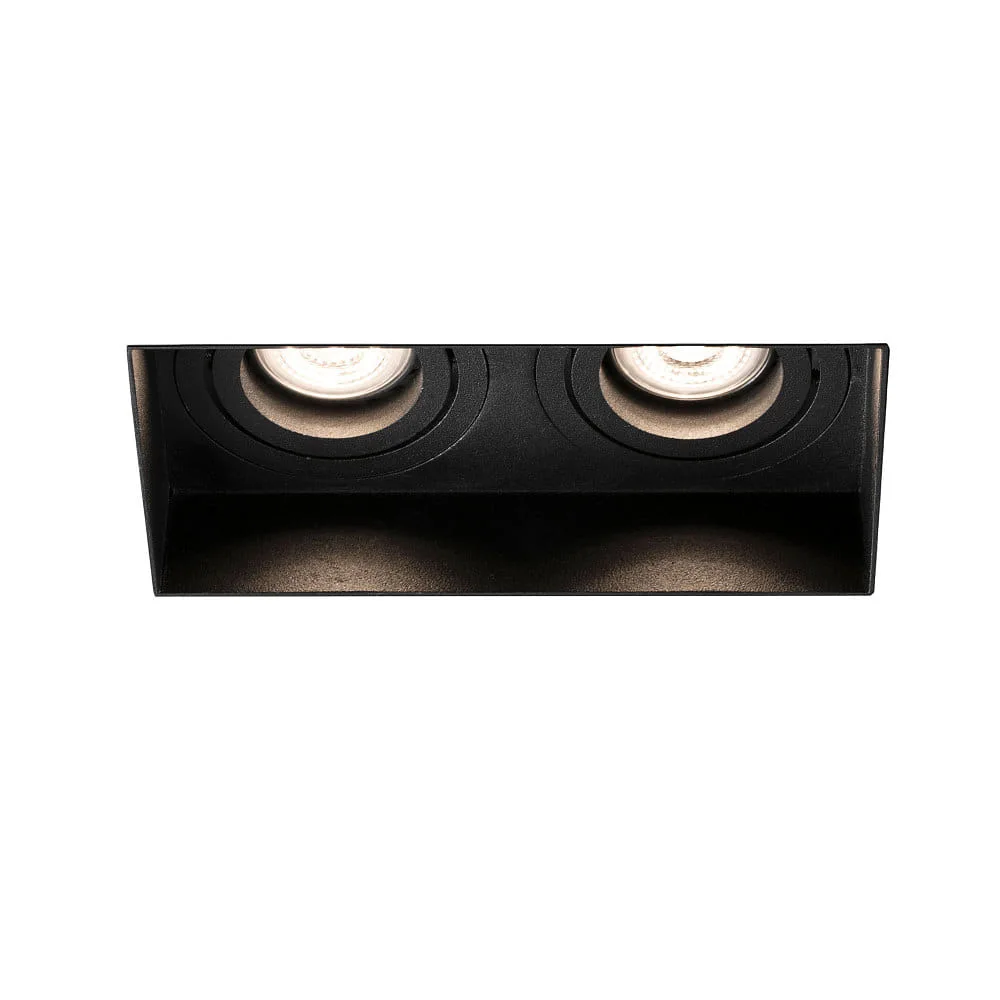[FAR-40123] FARO BARCELONA Ceiling recessed luminaire HYDE SQ 2 flames GU10 IP20, L∕ B∕ H∕ T: 16,4∕ 8,2∕ 5,5∕ 8,2 cm (black matt)