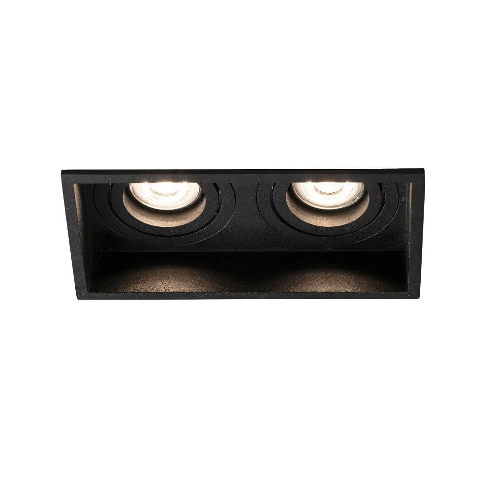 [FAR-40127] FARO BARCELONA Encastré de plafond HYDE SQ 2 lampes GU10 IP20, L∕ B∕ H∕ T: 17,1∕ 8,9∕ 5,5∕ 8,9 cm (noir mat)