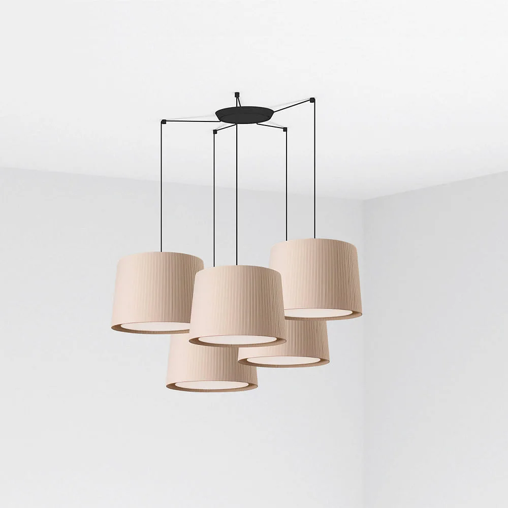 FARO BARCELONA Lampada a sospensione SAMBA 5 luci E27 IP20 – beige nero opaco