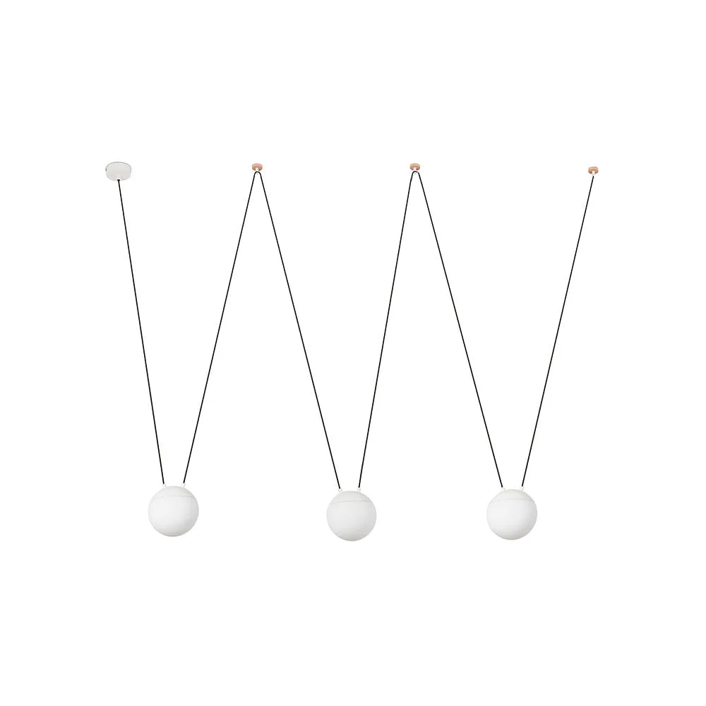 [FAR-28209-3L] FARO BARCELONA Lampada a sospensione MINE PC SPACE 3 fiamme E27 IP20, bianco opaco (bianco opaco legno)