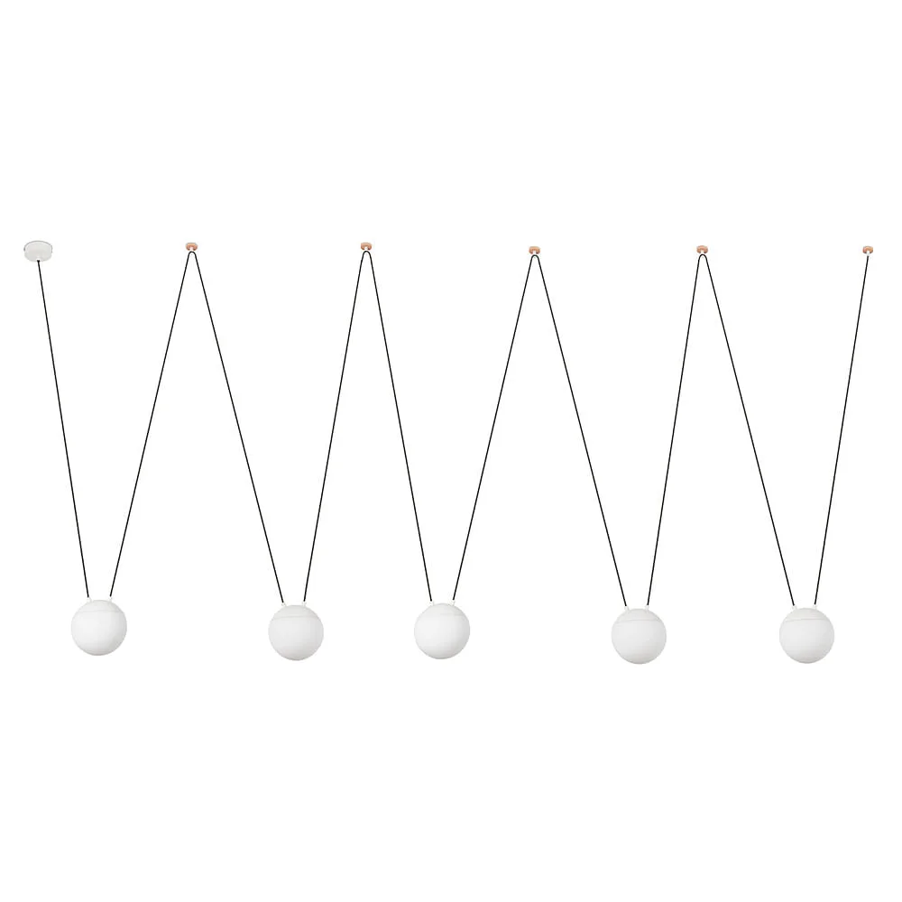 [FAR-28209-5L] FARO BARCELONA Lampada a sospensione MINE PC SPACE 5 fiamme E27 IP20, bianco opaco (bianco opaco legno)