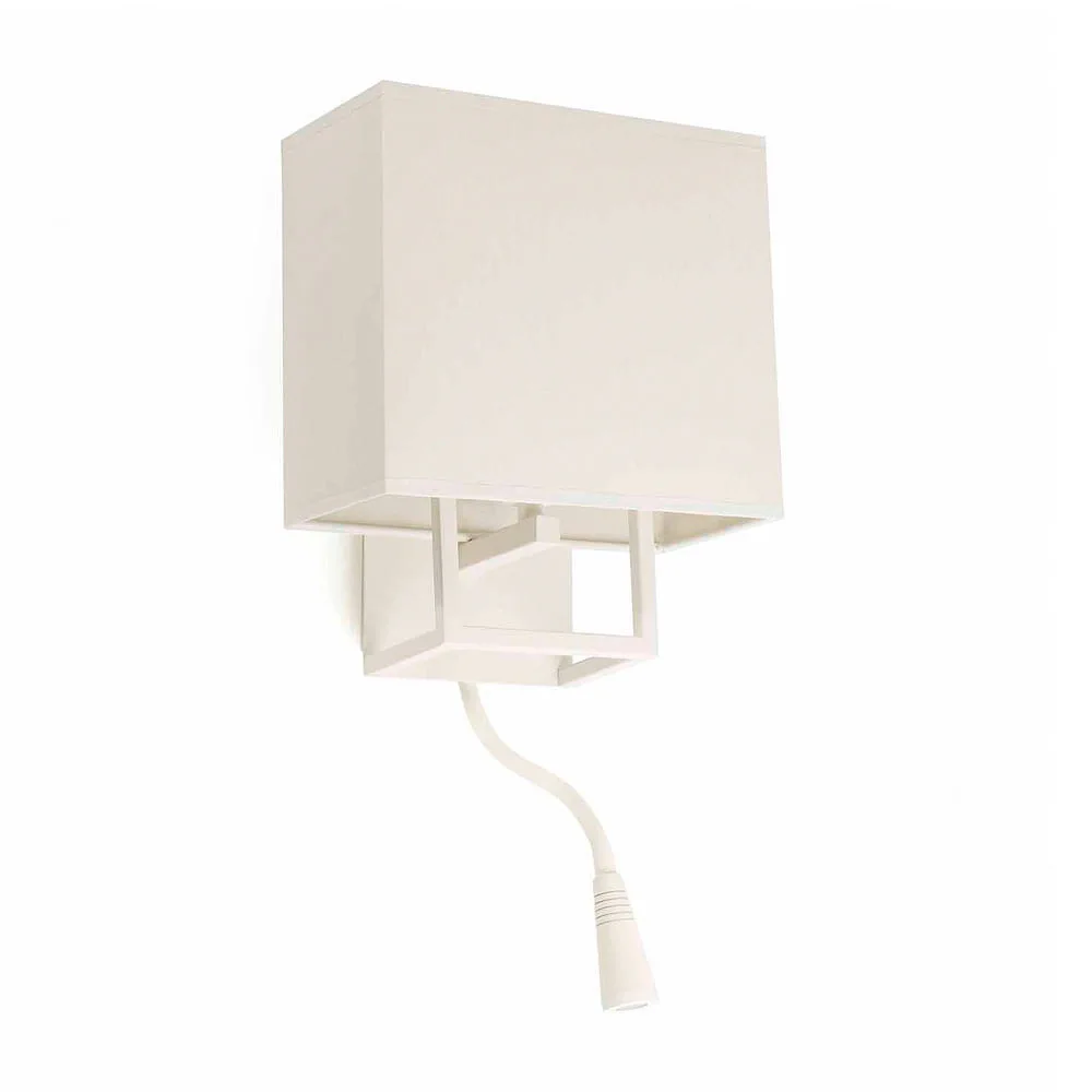 FARO BARCELONA Applique VESPER E14 IP20, L∕ B∕ H∕ T: 22∕ 15∕ 45∕ 15 cm – bianco opaco