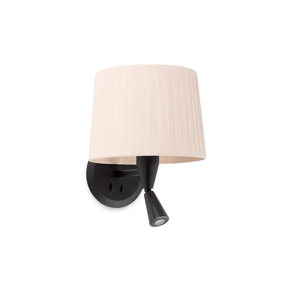 FARO BARCELONA Applique murale SAMBA E27 IP20 – beige noir mat