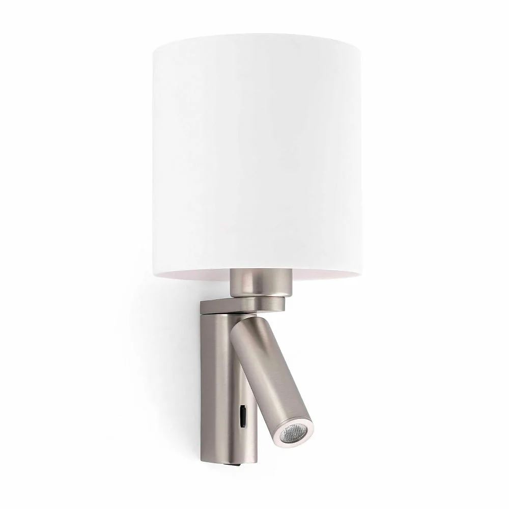 FARO BARCELONA Applique ROB SHADE E27 IP20 – nichel satinato