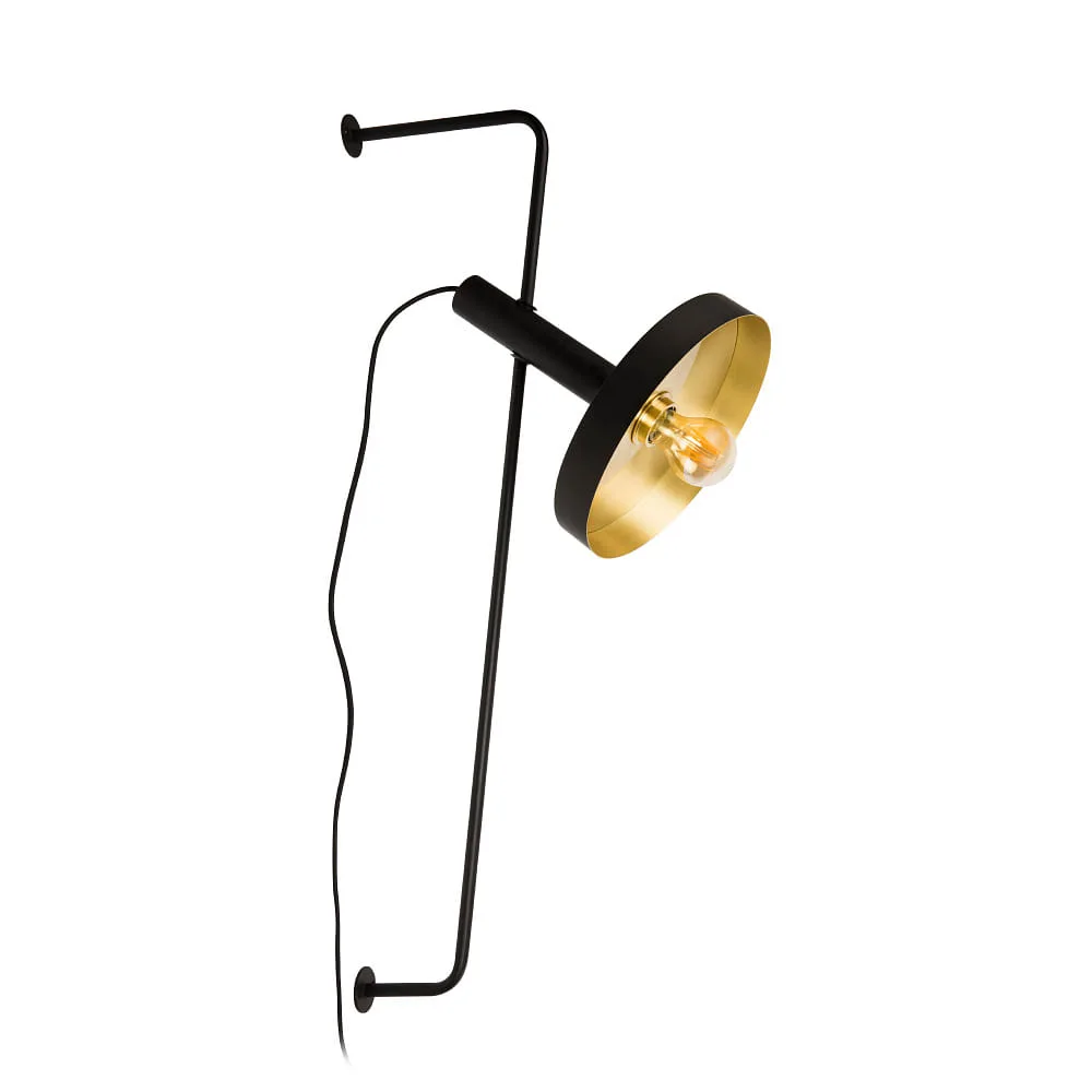 FARO BARCELONA Applique WHIZZ E27 IP20, L∕ B∕ H∕ T: 25∕ 43∕ 84∕ 43 cm – oro nero opaco