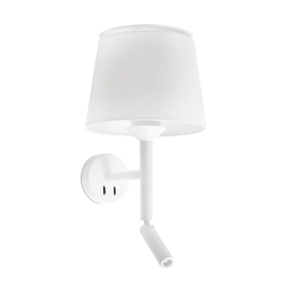 FARO BARCELONA Wandleuchte SAVOY E27 IP20, L∕ B∕ H∕ T: 23∕ 26,5∕ 49,9∕ 26,5 cm – Weiß