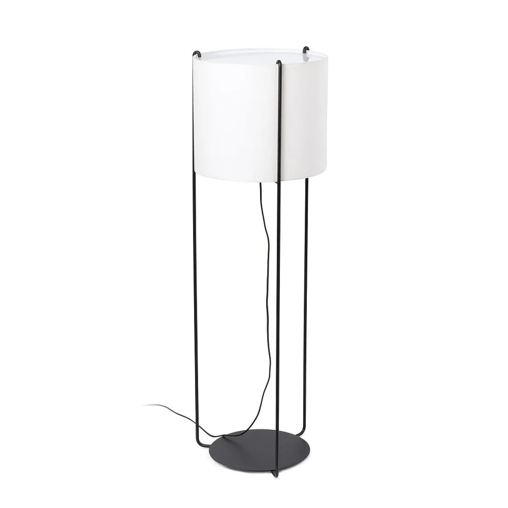 FARO BARCELONA Stehleuchte DRUM E27 IP20 – beige mattschwarz
