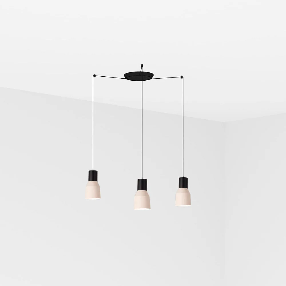 [FAR-68592-3L] FARO BARCELONA Suspension KOMBO 3 lampes E27 IP20, L∕ B∕ T: 12∕ 12∕ 12 cm (beige noir mat)