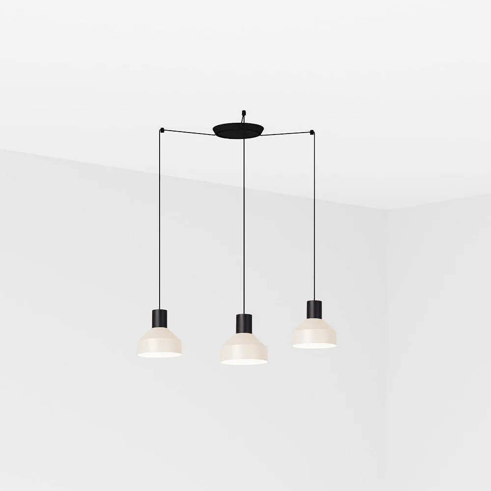 FARO BARCELONA Pendelleuchte KOMBO 3-flammig E27 IP20, L∕ B∕ T: 20∕ 20∕ 20 cm – beige mattschwarz