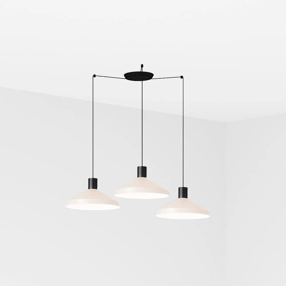 FARO BARCELONA Lampada a sospensione KOMBO 3 fiamme E27 IP20, L∕ B∕ T: 40∕ 40∕ 40 cm – beige nero opaco