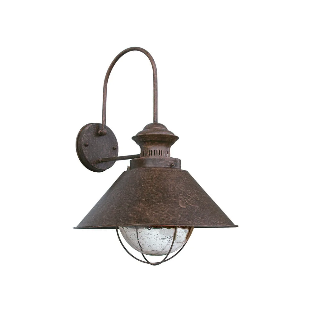 FARO BARCELONA Applique murale NAUTICA E27 IP33, brun rouille, L∕ W∕ H∕ D: 26/28/34/28 cm