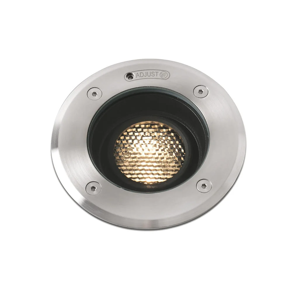 FARO BARCELONA Incasso da terra GEISER 130 / 10° tondo, orientabile, carrabile IP67, acciaio inox, satinato