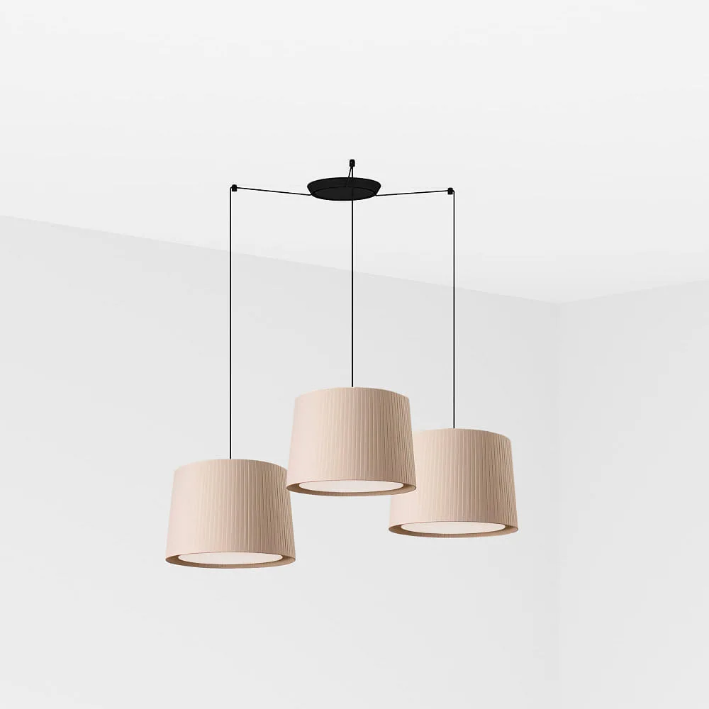 FARO BARCELONA Lampada a sospensione SAMBA a 3 luci E27 IP20, beige, nero opaco
