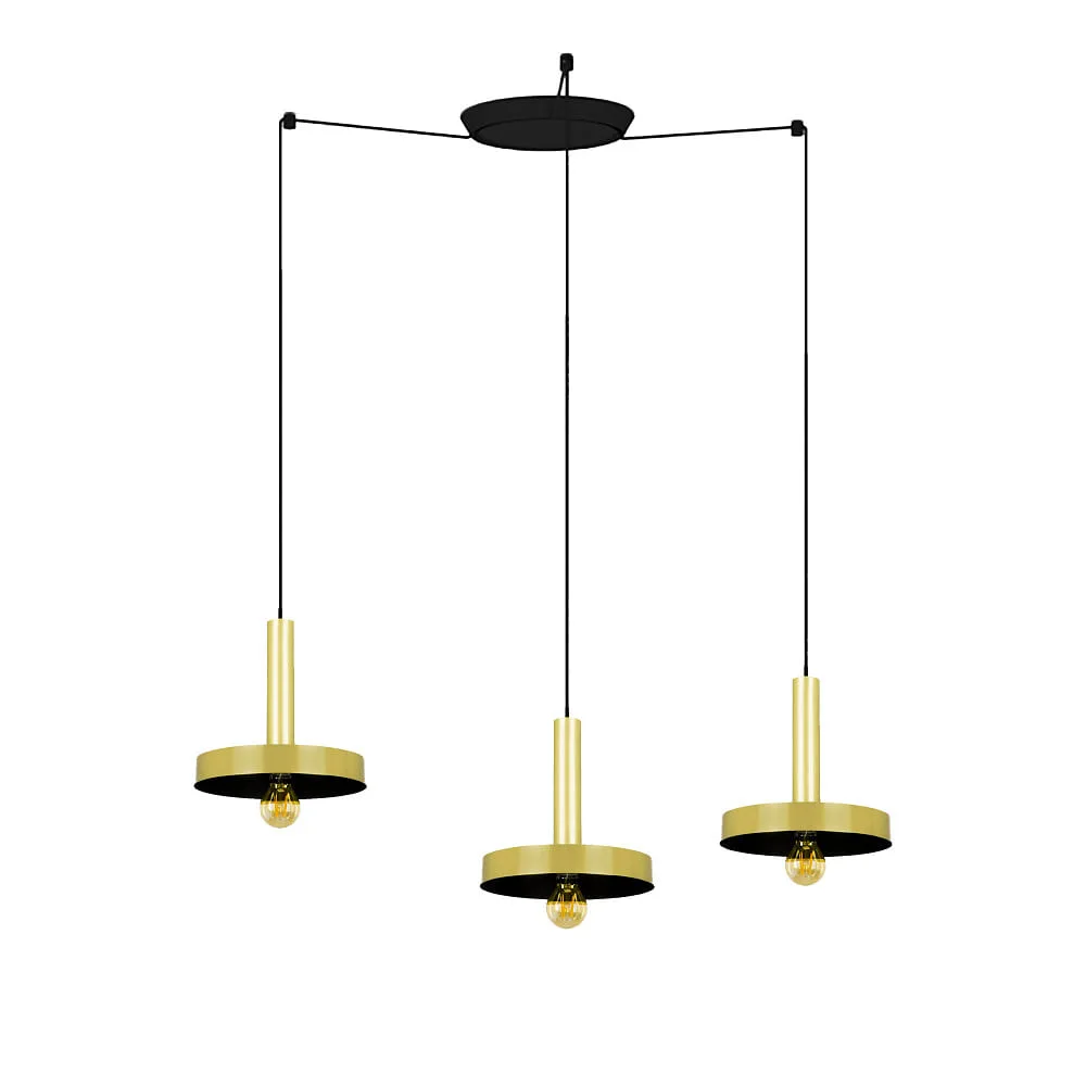 FARO BARCELONA Lampada a sospensione WHIZZ 3 fiamme E27 IP20, oro, nero (FAR-20161-3L)