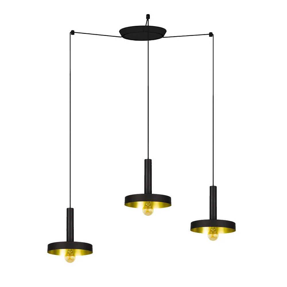 FARO BARCELONA Lampada a sospensione WHIZZ 3 fiamme E27 IP20, oro, nero (FAR-20160-3L)
