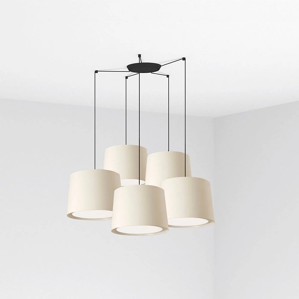 FARO BARCELONA Lampada a sospensione CONGA a 5 luci E27 IP20, nero opaco, bianco