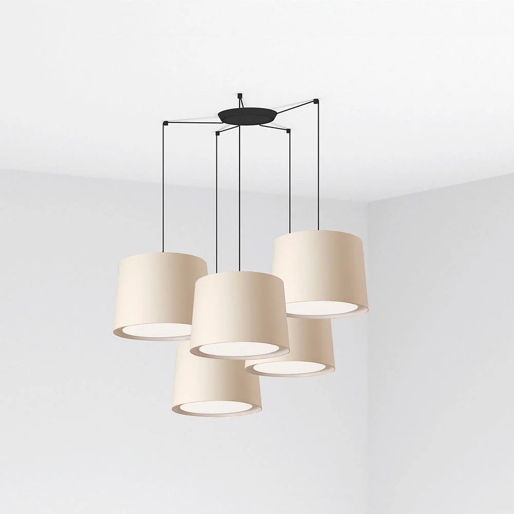 FARO BARCELONA Suspension CONGA 5 lumières E27 IP20, beige, noir mat