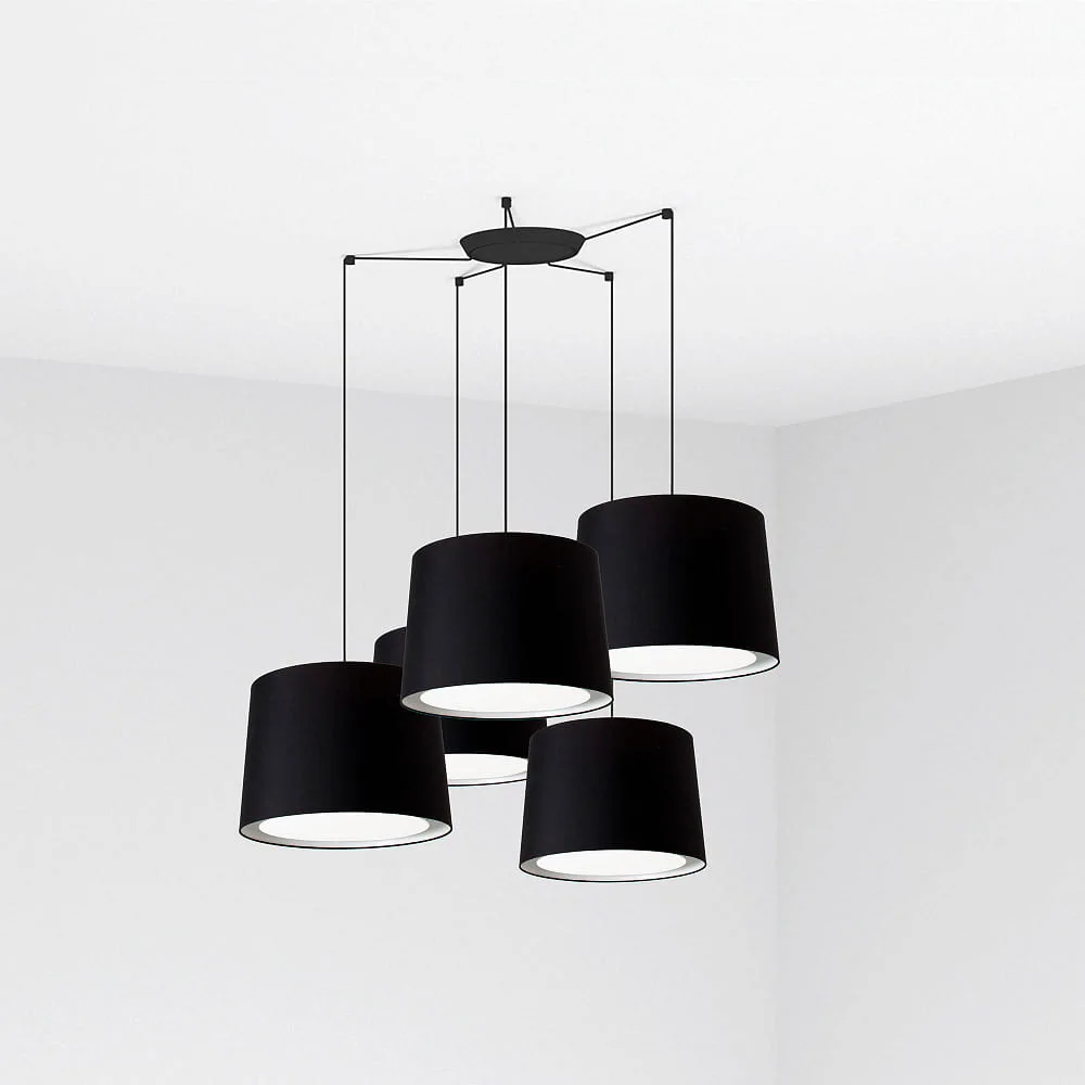 FARO BARCELONA Pendelleuchte CONGA 5-flammig E27 IP20, schwarz matt