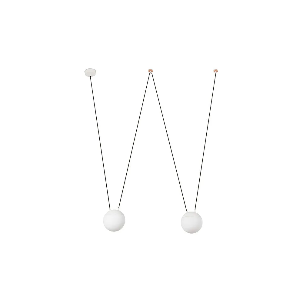 FARO BARCELONA Lampada a sospensione MINE GLASS SPACE 2 luci E27 IP20, bianco opaco