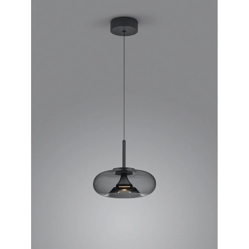 Helestra Lampada a sospensione SICA 1 fiamma IP20, dimmerabile – grigio nero opaco