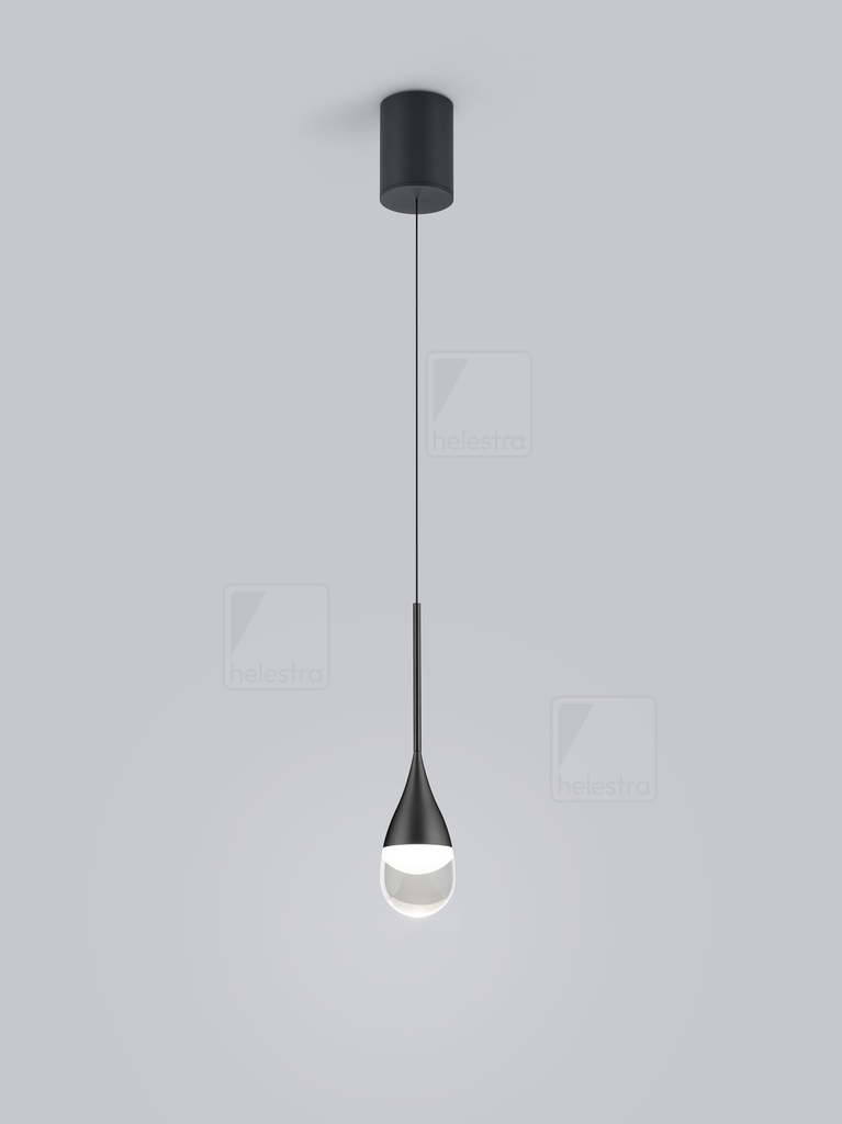 [HEL-16/2710.22] Helestra Lampada a sospensione DEEP conica IP20, dimmerabile (nero opaco parzialmente satinato)