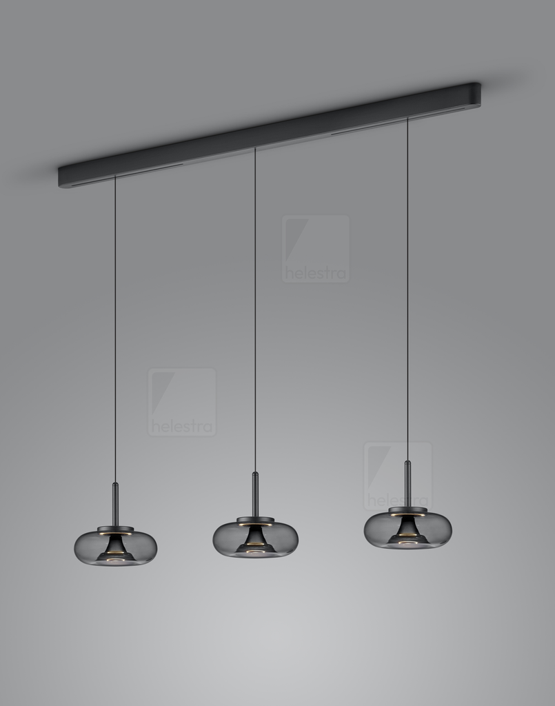 [HEL-36/2403.22] Helestra Suspension CLAIR 3 flammes IP20, dimmable (gris noir mat)