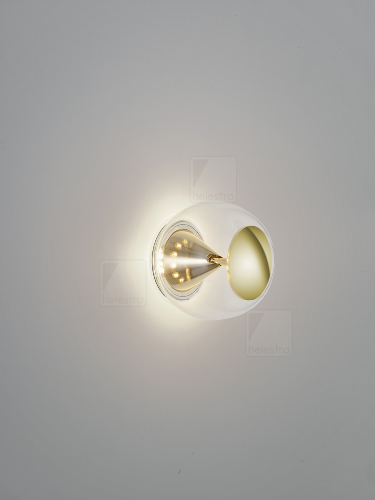 [HEL-15/2512.01/5355] Helestra Wall luminaire PINO with shade, adjustable IP20, brass dimmable (clear brass)