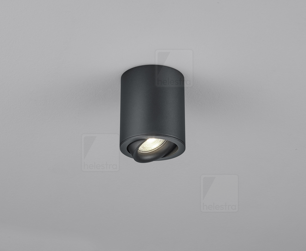 Helestra Faretto TUDO a 1 fiamma, cilindrico, orientabile GU10 IP20 – nero opaco