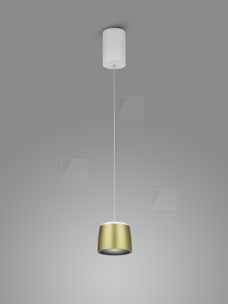 Helestra Suspension COPA cylindrique IP20, or, blanc dimmable