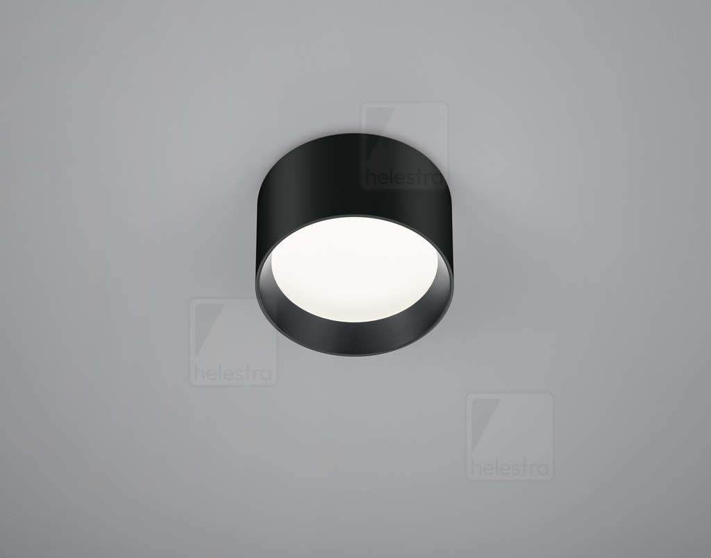 Helestra Plafoniera ENIO rotondo IP20, nero dimmerabile, 12.00 W