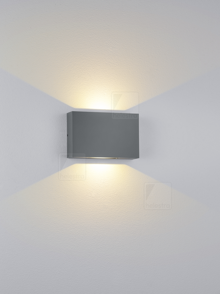 Helestra Außenwandleuchte PARI up / down, eckig, CCT Switch IP65, graphit, klar