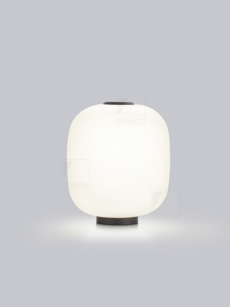 Helestra Lampe à poser MILO ronde, avec variateur tactile IP20, opale, satiné, noir mat dimmable, 940 lm