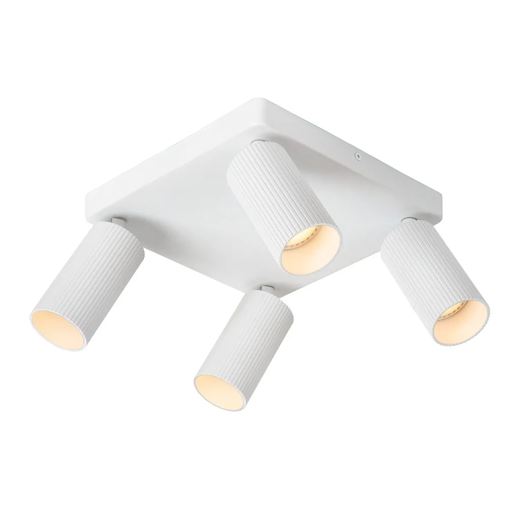 Lucide Spot CLUBS 4 flammes, carré GU10 IP20, dimmable – blanc
