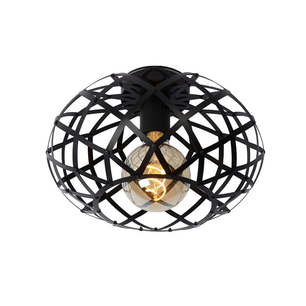 Lucide Ceiling luminaire WOLFRAM round E27 IP20 – black