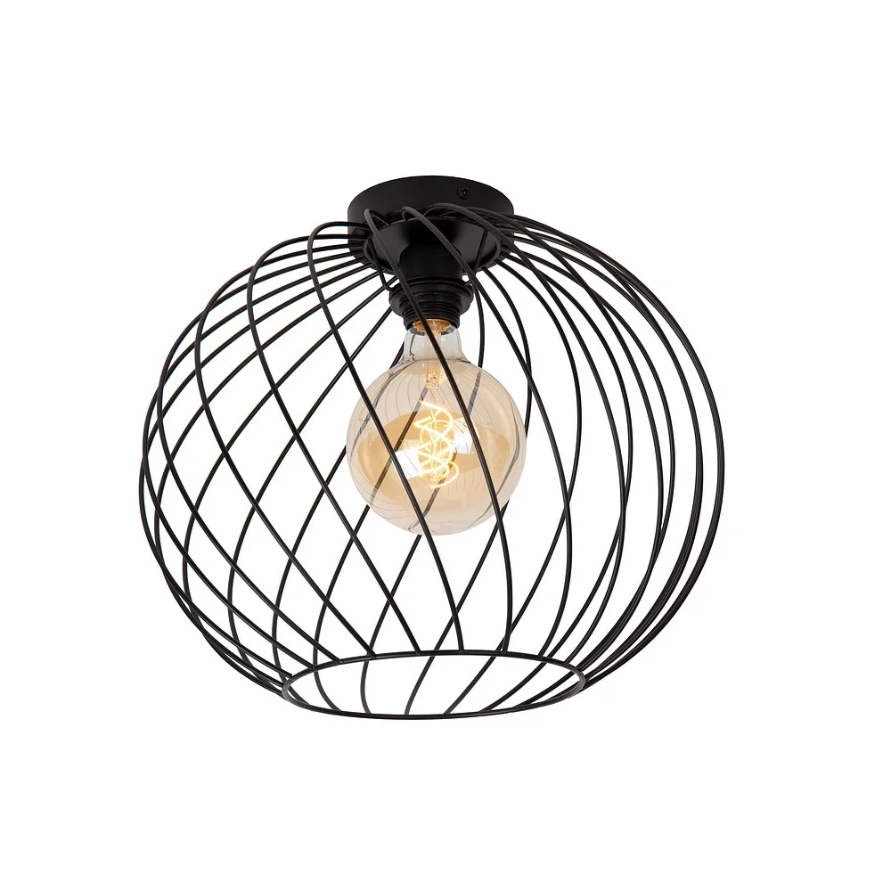 [LUC-21128/40/30] Lucide Plafoniera DANZA tonda E27 IP20, Ø∕ L∕ W∕ H: 40∕ 40∕ 40∕ 35 cm, Schirm-L∕ W∕ H: 40∕ 40∕ 32,5 cm, canopy-Ø∕ H: 10∕ 2,5 cm (nero)