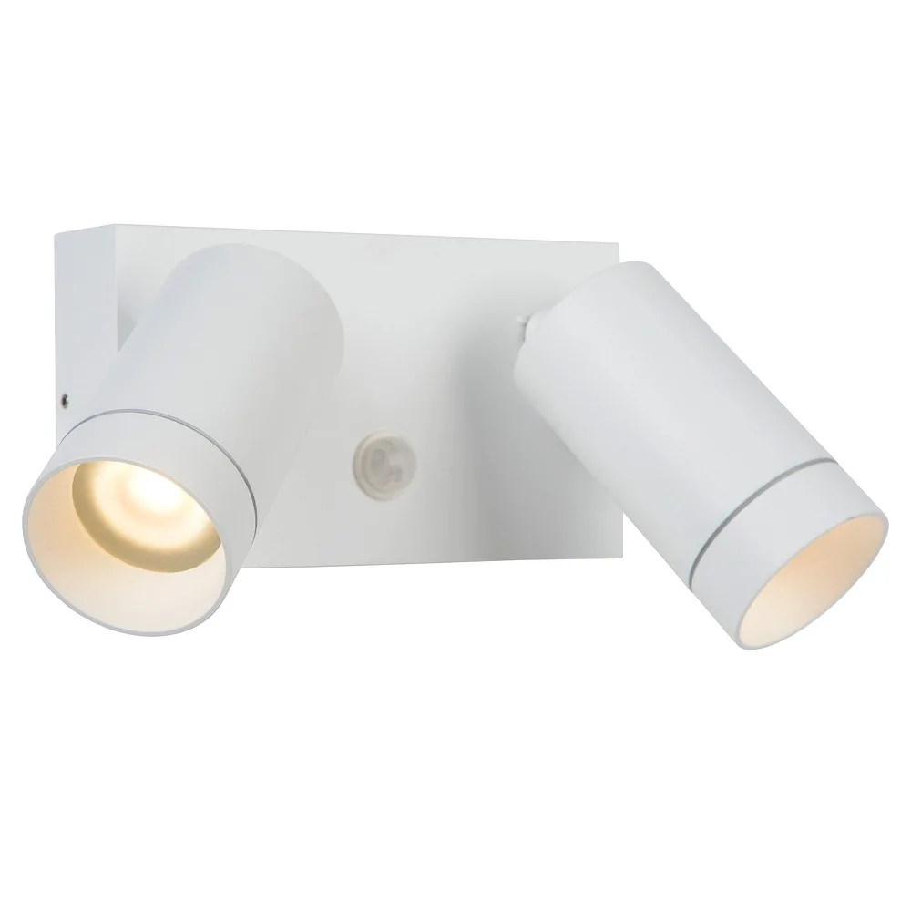 Lucide Faretto TAYLOR 2 fiamme, quadrato GU10 IP54, dimmerabile – bianco