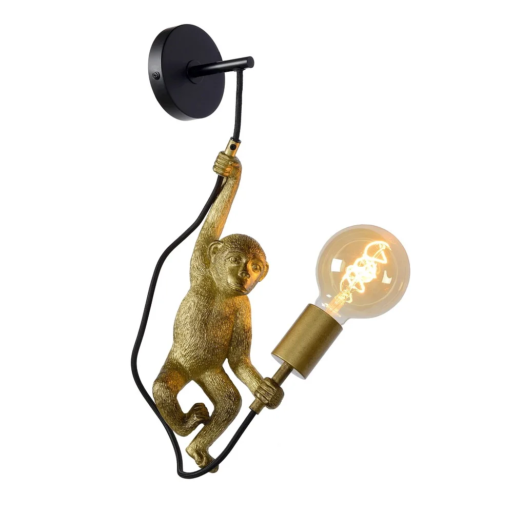 [LUC-10202/01/30] Lucide Wandleuchte EXTRAVAGANZA CHIMP E27 IP20, gold, schwarz dimmbar