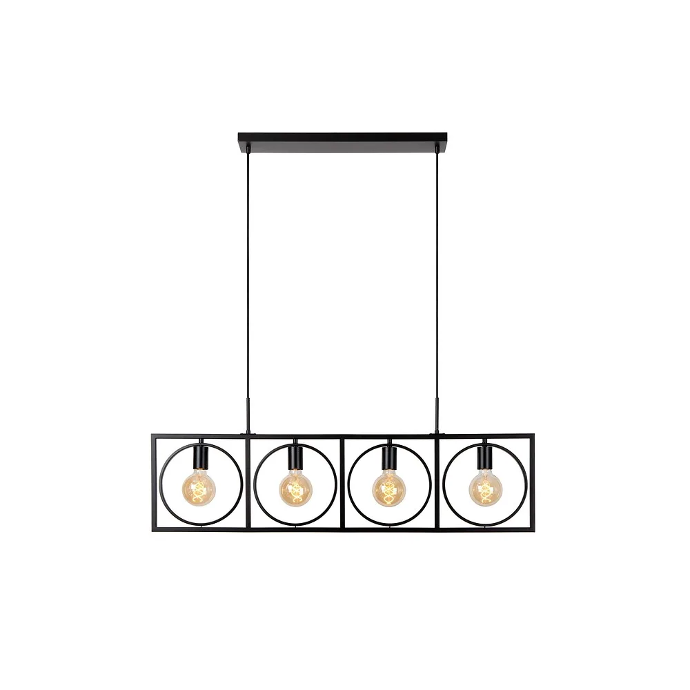 Lucide Pendelleuchte SUUS 4 flammig, quadratisch E27 IP20, schwarz dimmbar