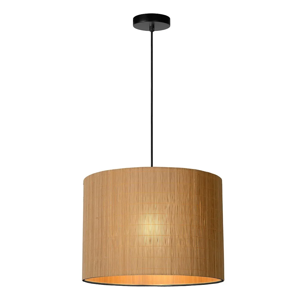[LUC-03429/42/30] Lucide Lampada a sospensione MAGIUS rotonda E27 IP20, legno, nero dimmerabile