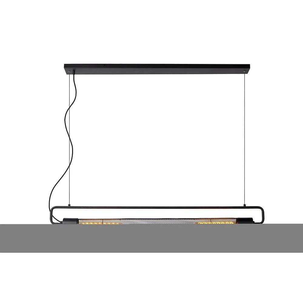 Lucide Suspension CALIXT 2 flammes, cylindrique E27 IP20, noir avec variateur