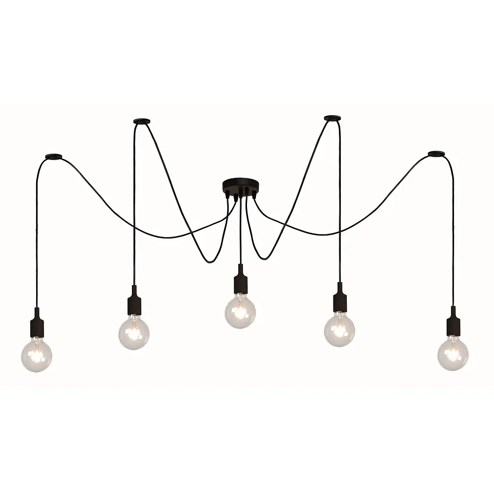 [LUC-08408/05/30] Lucide Lampada a sospensione FIX 5 fiamme E27 IP20, nero dimmerabile