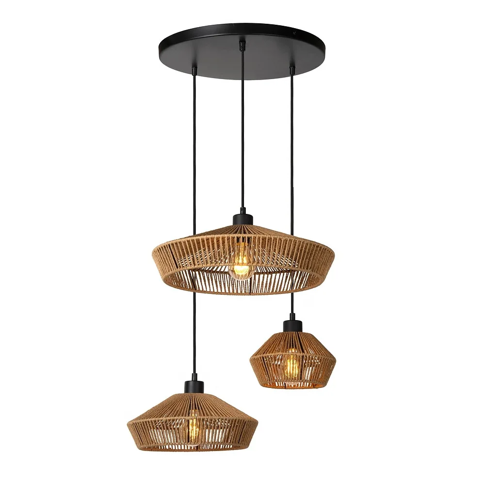 [LUC-10413/03/72] Lucide Suspension YUNKAI 3 flammes E27 IP20, bois, noir