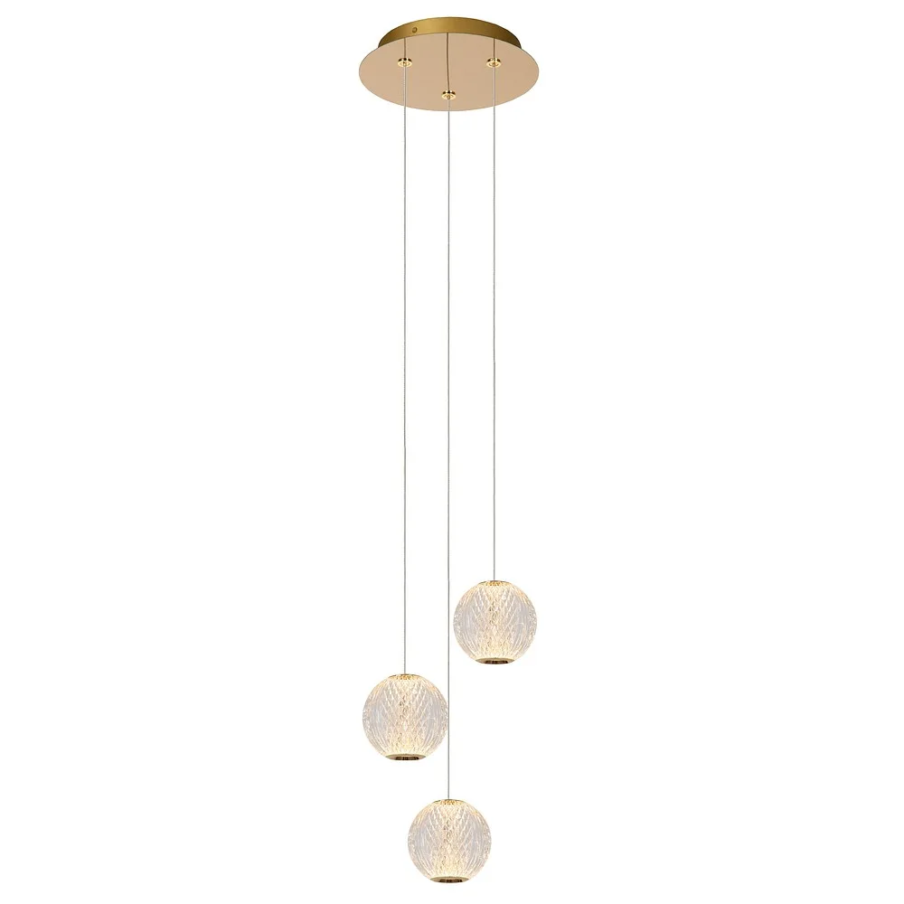 [LUC-13499/13/60] Lucide Lampada a sospensione CINTRA rotondo IP20, oro opaco, ottone, trasparente, 12,6 W