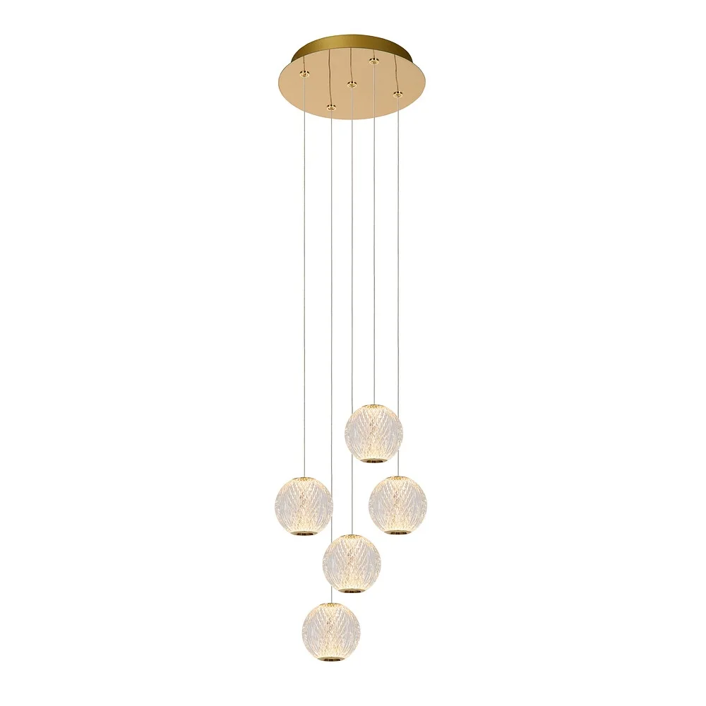 Lucide Lampada a sospensione CINTRA LED rotondo IP20, oro opaco, ottone, trasparente
