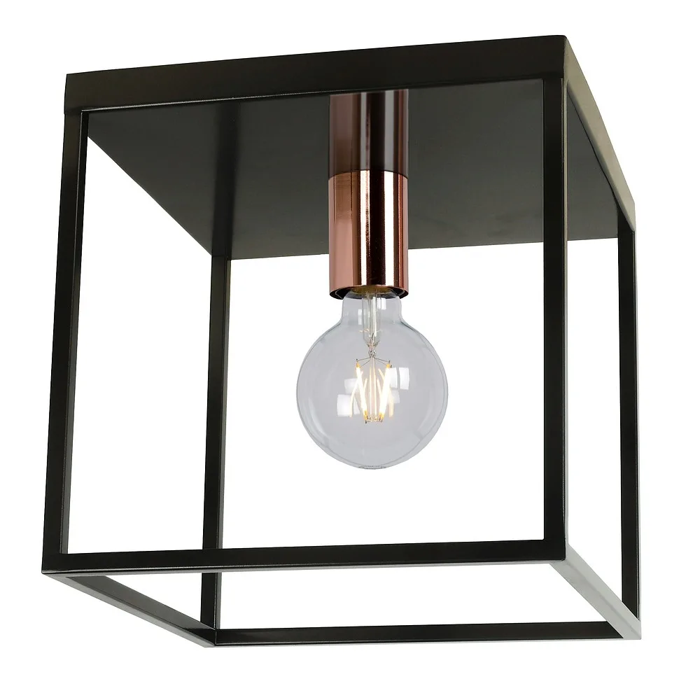 [LUC-08124/01/30] Lucide Plafoniera ARTHUR quadrato E27 IP20, rame, nero dimmerabile