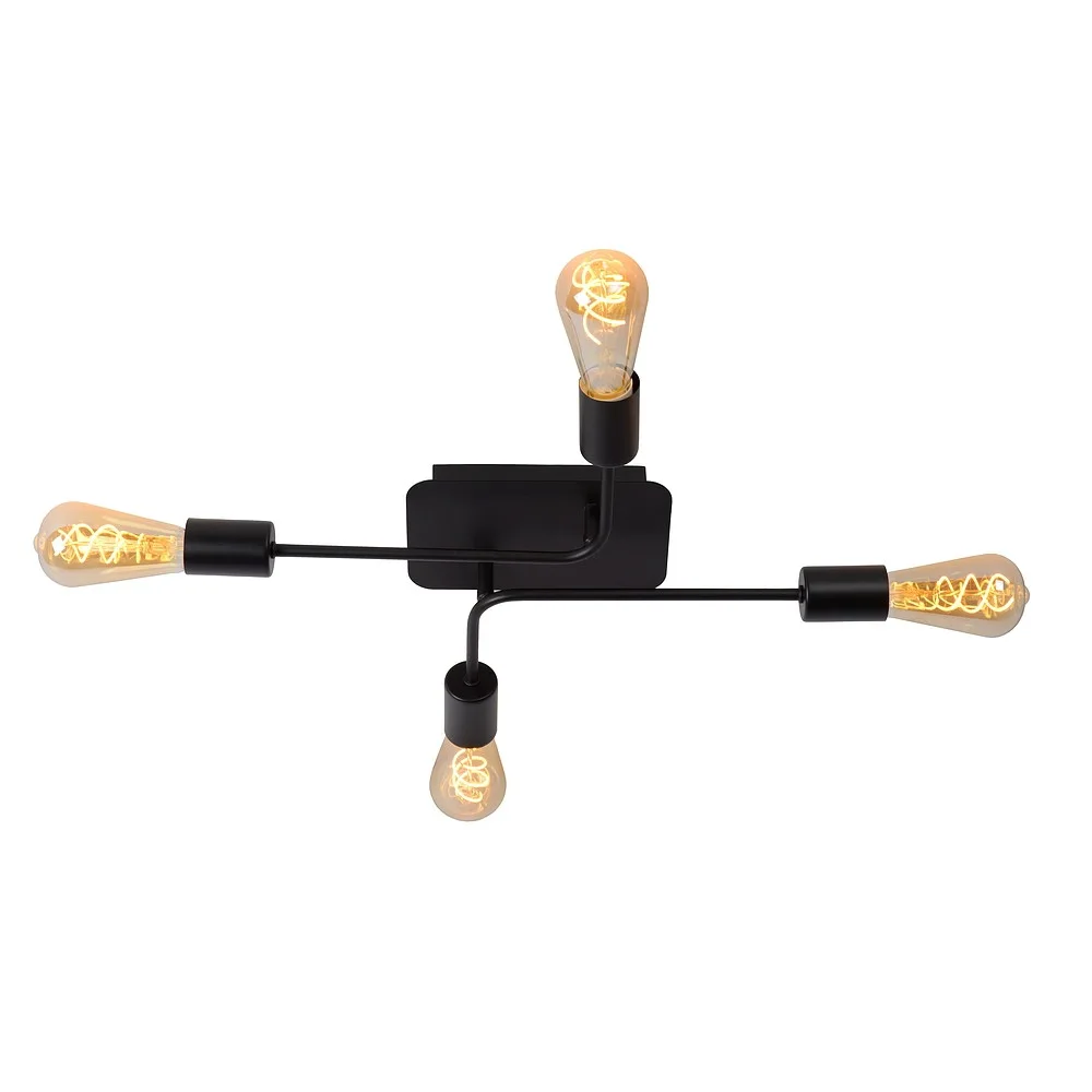 [LUC-21118/04/30] Lucide Plafoniera LESTER 4 fiamme, quadrata E27 IP20, nero
