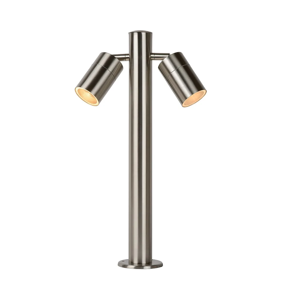 [LUC-14867/10/12] Lucide Bollard lamp ARNE LED 2 flames, round GU10 IP44, chrome matt